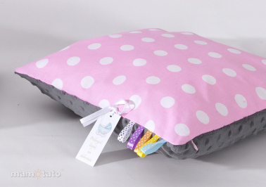 MAMO-TATO Double-sided Minky pillow 40x40 Grochy różowe / szary